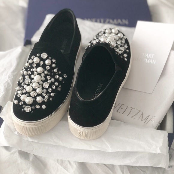 Stuart Weitzman Decor Pearl-Embellished Sneakers - Picture 3 of 6